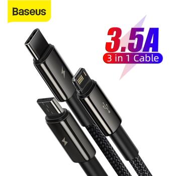 3 in 1 USB C Cable適用于iPhone 12 X 11 Pro Max Charger三合一手機數據線Type-C接口二合一快充充電線