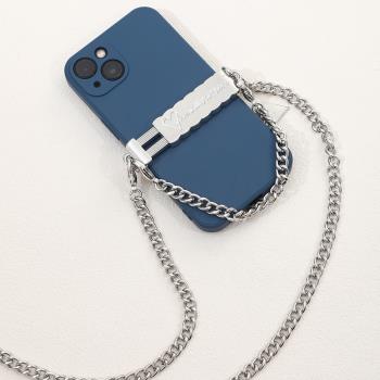 ins金屬手機夾斜挎掛繩可背鏈條背夾高級感手機鏈手機殼掛脖鏈子
