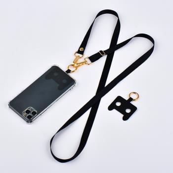 原創斜挎背帶手機掛繩夾片鏈條女款可背可調節手機殼固定卡片繩子