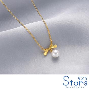【925 STARS】純銀925細緻蝴蝶結珍珠造型項鍊 造型項鍊 珍珠項鍊