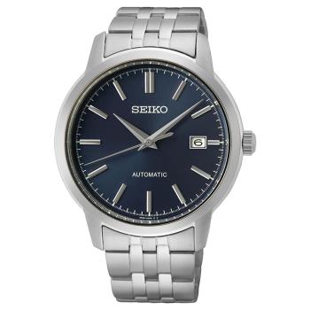 【SEIKO】精工 SRPH87K1 簡約風 日期顯示 鋼錶帶 機械男錶 41mm 銀/藍 4R35-05J0B