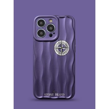 新款水波紋行李箱iPhone13Promax全包硅膠套潮牌蘋果14pro防摔手機殼個性小眾12暗紫色小眾趣味防滑11軟殼黑