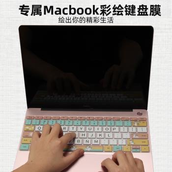 好看蘋果電腦鍵盤膜macbook筆記本pro16英寸mac配件12卡通創意可愛air13.3寸小清新保護貼硅膠男防塵罩15.4女