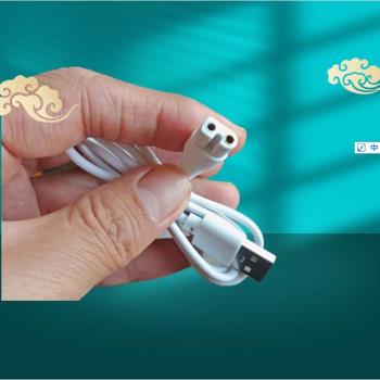 適用寶潤理發器充電線USB雙圓孔頭方橢圓電源線