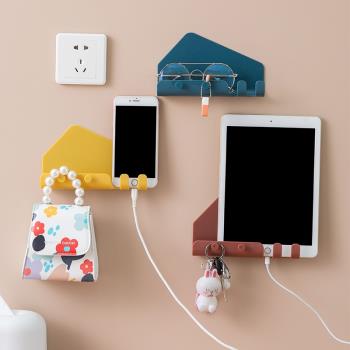 手機ipad平板置物架墻面壁掛墻上充電支架免打孔廁所床頭鑰匙架子