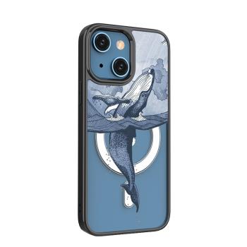適用蘋果iPhone14ProMax手機殼MagSafe磁吸13套12Mini無線充電14Pro鯨魚11藝術插畫機殼高級感小眾治愈系情侶