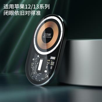 蘋果12車載無線充電器手機支架透明MagSafe磁吸式適用iPhone13Pro