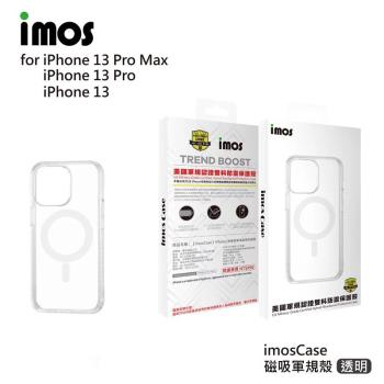 臺灣imos適用于iPhone13Pro Max磁吸Magsafe透明防摔手機保護殼套