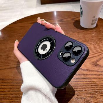 MagSafe磁吸適用iphone14pro手機殼14蘋果13proMax自帶鏡頭膜12男簡約高級感11全包保護套14plus皮質女暗紫色