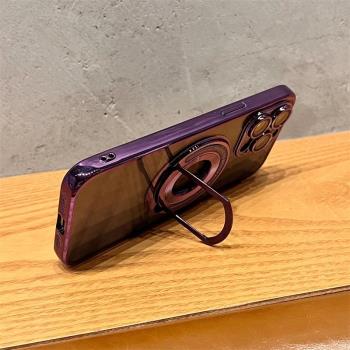 Magsafe磁吸支架適用蘋果14手機殼14Promax新款iPhone13promax高階感12pm帶鏡頭膜11防塵網14Pro電鍍透明13