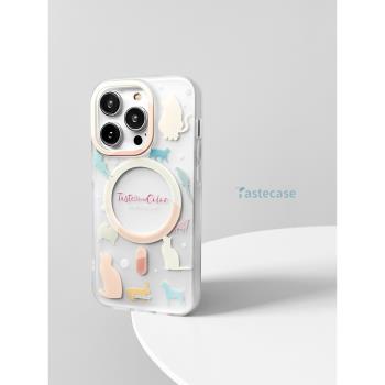 Tastecase繽紛動物園雙層手機殼適用蘋果iPhone14ProMax卡通MagSafe磁吸13Pro新款12創意可愛11防摔保護殼