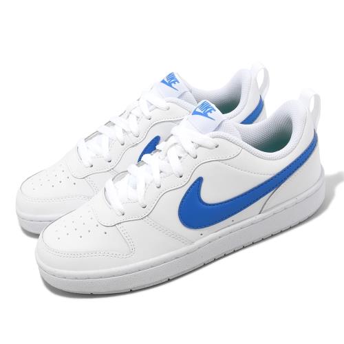 Nike 休閒鞋 Court Borough Low 2 GS 女鞋 大童 白 藍 皮革 低筒 BQ5448-123