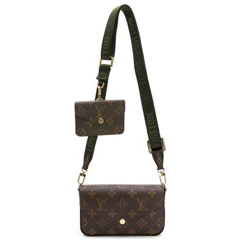 LOUIS VUITTON 老花 二合一斜背包 綠背帶