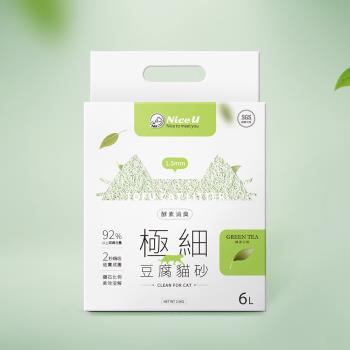 【NiceU毛樂趣】極細1.5MM酵素消臭豆腐砂6入組(綠茶)