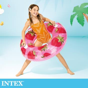【INTEX】夏日水果游泳圈-直徑107cm 適用9+ 草莓/鳳梨/西瓜 (56261NP)