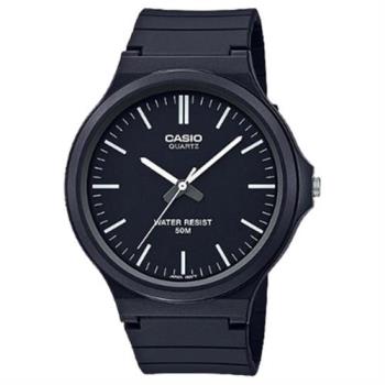 【CASIO】超輕薄感實用必備大錶面指針錶-黑面白丁字 (MW-240-1E)