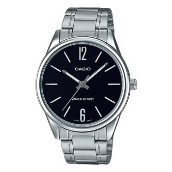 【CASIO】商務型男經典羅馬指針不鏽鋼腕錶-黑(MTP-V005D-1B)