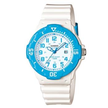 【CASIO】 迷你潛水運動風指標錶-白x藍框 (LRW-200H-2B)