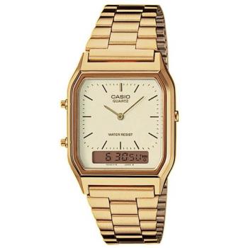 【CASIO】 金色時尚中性雙顯錶 (AQ-230GA-9D)