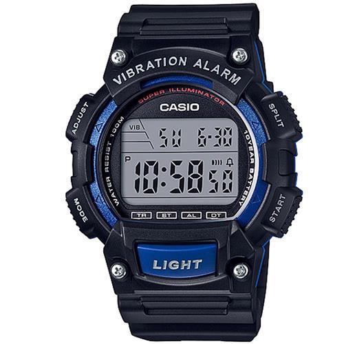 【CASIO】 強悍頂尖休閒玩家必備數位運動錶-黑X藍框 (W-736H-2A)