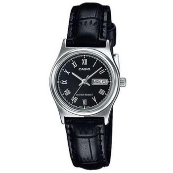 【CASIO】經典英倫復古指標皮帶女錶-羅馬黑麵(LTP-V006L-1B)