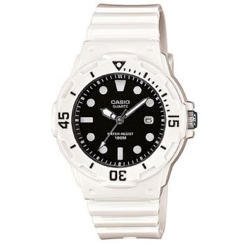 【CASIO】 潛水風運動休閒女錶-黑麵白時標 (LRW-200H-1E)