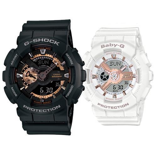 CASIO】G-SHOCK X BABY-G 潮流耐衝擊運動對錶(GA-110RG-1A+BA-110RG-7A