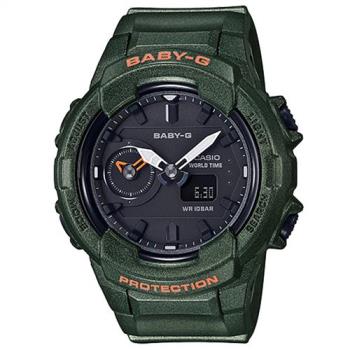 【CASIO】BABY-G 時尚霧面中性風格雙顯錶-墨綠(BGA-230S-3A)