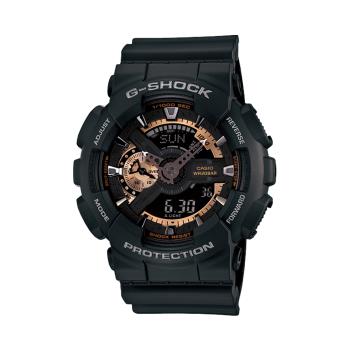 【CASIO】G-SHOCK 染金炫彩新重機裝置Man概念錶-黑 (GA-110RG-1A)