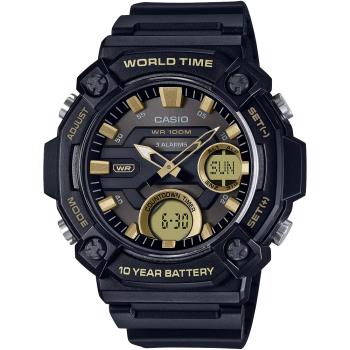 【CASIO】十年電力大錶徑冒險家雙顯錶-金配色(AEQ-120W-9A)