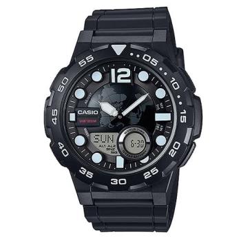 【CASIO】世界地圖設計造型概念雙顯錶(AEQ-100W-1A)