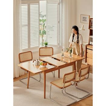 北歐全實木可伸縮餐桌小戶型餐桌椅組合折疊家用原木橡木簡約飯桌