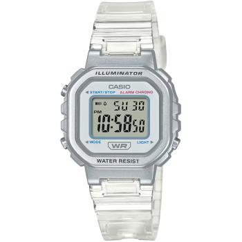 【CASIO】小巧方形復古透明款設計電子錶-白 (LA-20WHS-7A)