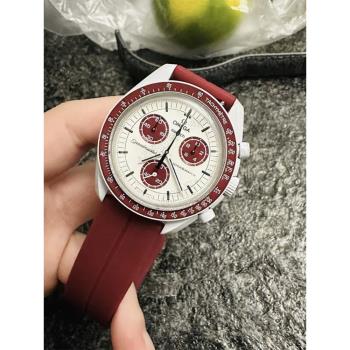 歐米茄聯名斯沃琪行星系列磁吸折疊扣手錶帶弧口柔軟OMEGA SWATCH