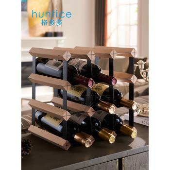 格多多實木簡約現代紅酒儲存展示架葡萄酒置物架桌面擺件酒瓶架子