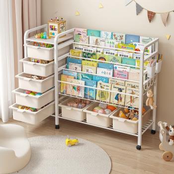 書架兒童繪本架簡易移動置物架寶寶家用客廳閱讀區書柜玩具收納架