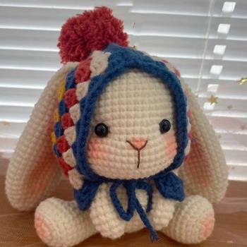 可愛手工編織垂耳兔玩偶祖母格diy材料包自制毛線車載裝飾禮物