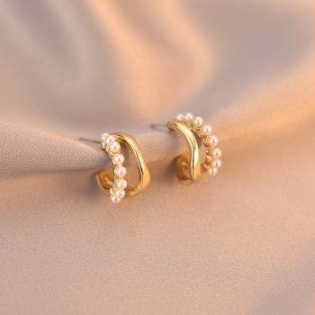法式復古簡約氣質設計感珍珠耳環