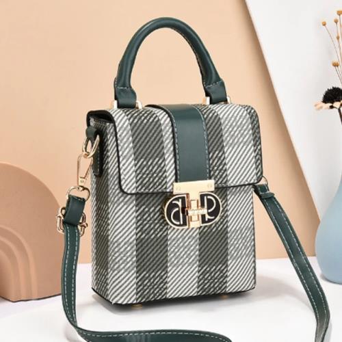 Jpqueen 輕便迷你格紋單肩斜背手提女用小方包(6色可選)