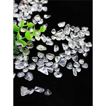 如鴻天然白水晶碎石擺件消磁石魚缸石原石礦石廢料小顆粒淘沙寶石