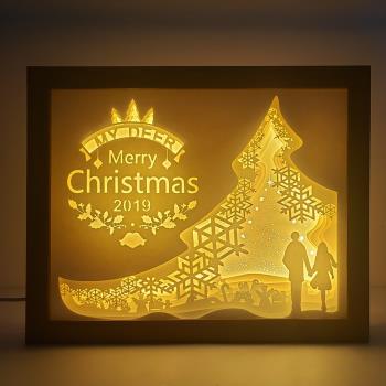 創意圣誕節禮物新奇實用小夜燈公司活動節日禮品3D立體光影紙雕燈