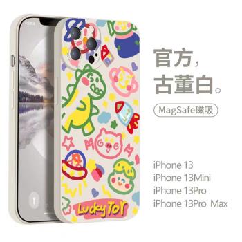 天使眼magsafe磁吸手機殼適用于iPhone13promax搞怪涂鴉12pro硅膠套Phone14男女款防摔保護套iPhone11個性xr