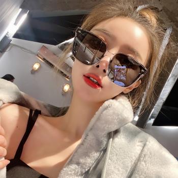 方框灰色墨鏡女夏季防曬網紅酷防紫外線大臉顯瘦眼鏡韓版潮太陽鏡