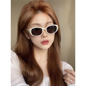 歐美小框橢圓太陽鏡女潮網紅同款顯臉小防紫外線美式復古墨鏡ins