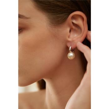 純銀一體式螺旋耳夾小眾設計珍珠