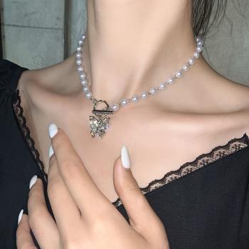 Diamond pearl butterfly clavicle chain鑲鉆珍珠蝴蝶鎖骨鏈