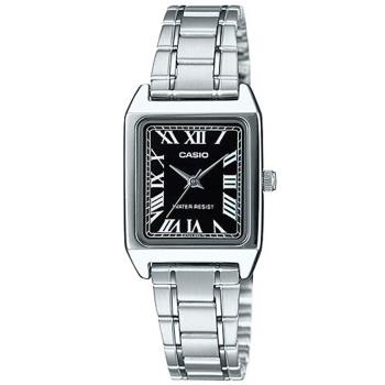 【CASIO】經典時尚方形不鏽鋼腕錶-羅馬時刻黑麵(LTP-V007D-1B)