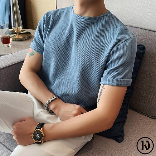 【KD】韓版修身華夫格百搭短T(潮流/帥氣/4色M-3XL/KDTY-1456)