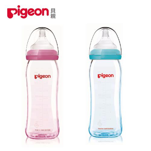 【Pigeon 貝親】矽膠護層寬口母乳實感玻璃奶瓶240ml / 2色