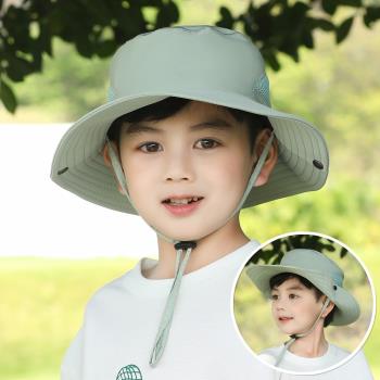兒童防曬帽夏季防紫外線寶寶太陽帽男孩女童登山遮陽帽防水漁夫帽